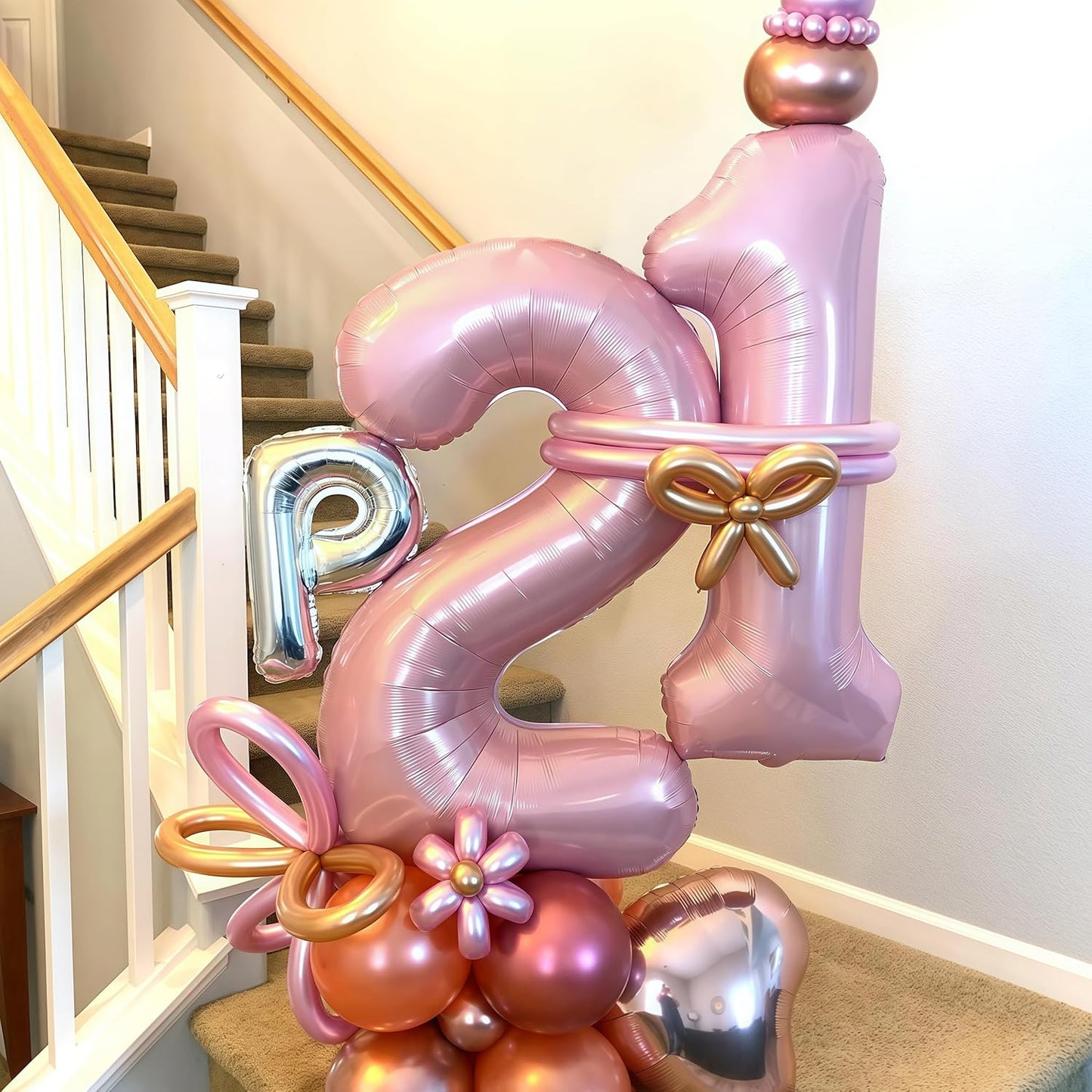 40 Inch 20th Birthday Balloon for Women - Pastel Pink Mylar Self Inflating 20 Balloon Numbers, Big 2 & 0 Helium Foil Birthday Party Decor