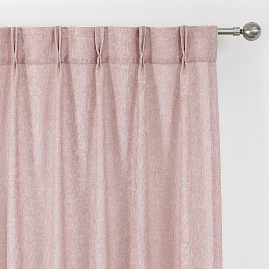 Vision Home Pink Pinch Pleated Semi Sheer Curtains for Girls Bedroom Living Room Textured Light Filtering Window Curtains 63 inch Rayon Blended Pinch Pleat Pink Drapes with Hooks 2 Panels 40" Wx63 L
