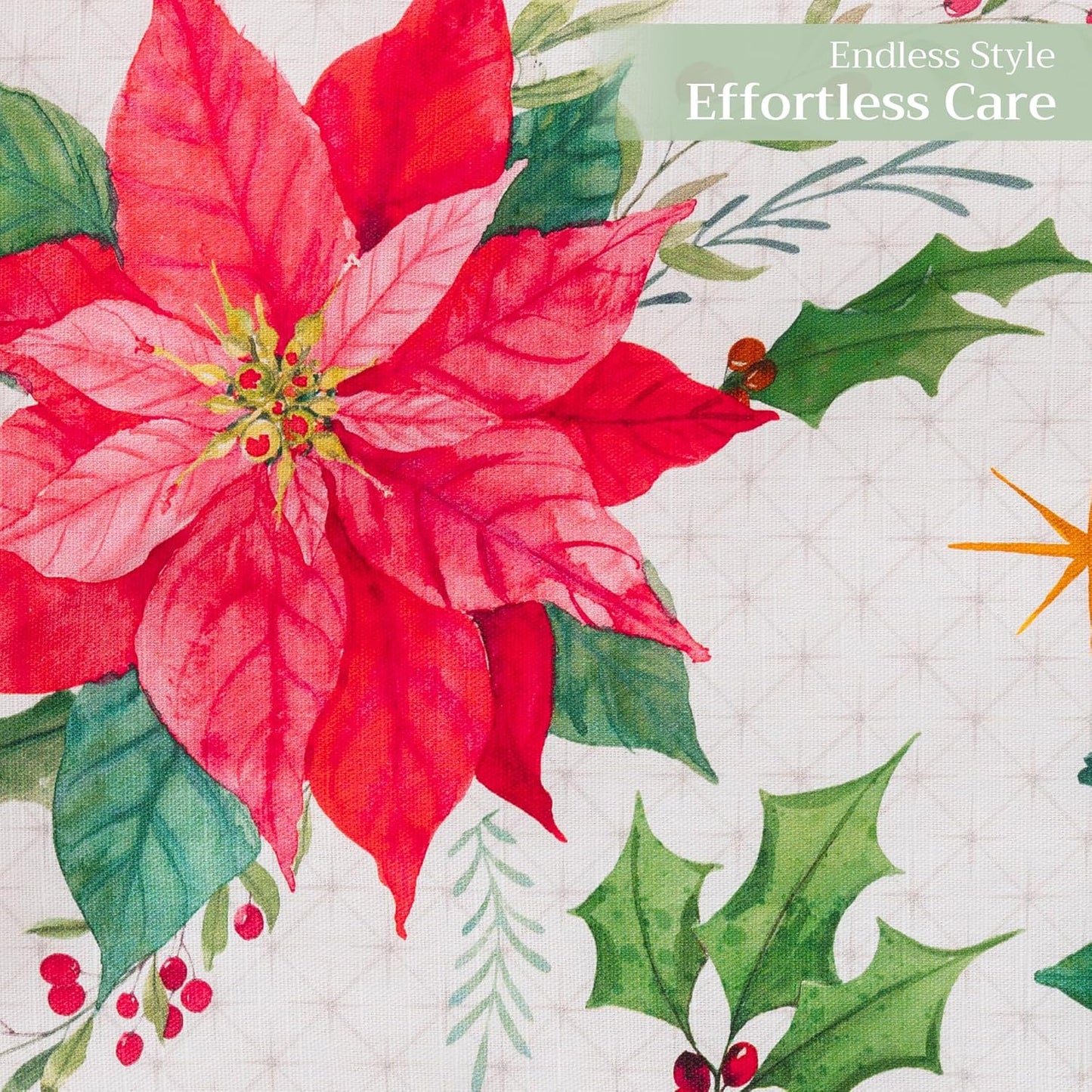 Maison d' Hermine Table Runner 100% Cotton Single Layer Table Runners 72 inches Long for Thanksgiving Christmas Decorations Home Kitchen Dining Party Wedding (Poinsettia Christmas, 14.5" x 72")