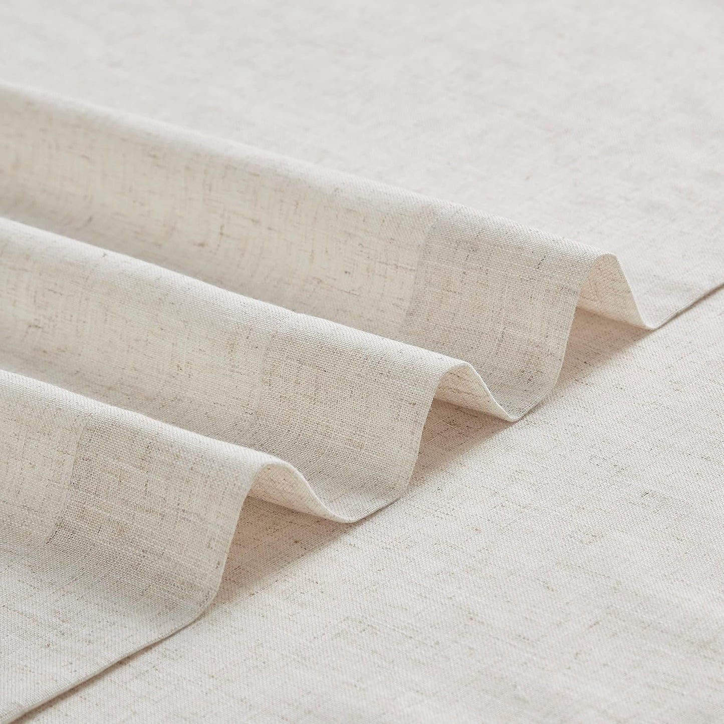 Vision Home Natural Pinch Pleated Semi Sheer Curtains Textured Linen Blended Light Filtering Window Curtains 102 inch for Living Room Bedroom Patio Pinch Pleat Drapes with Hooks 1 Panel 84" Wx102 L