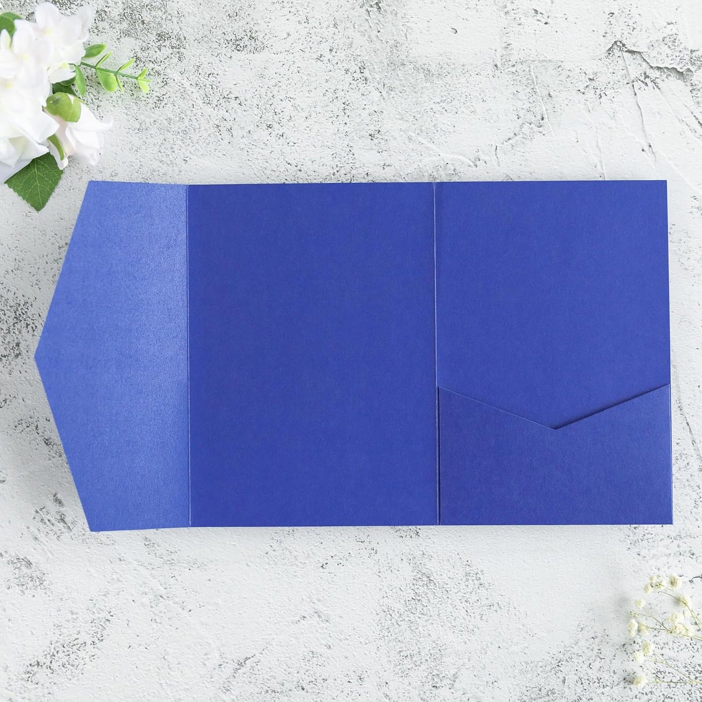 20 PCS Royal Blue Tri-fold Laser Cut Wedding Invitation Pockets for 5x7 Wedding Cards Bridal Shower Engagement Quinceanera Invitation