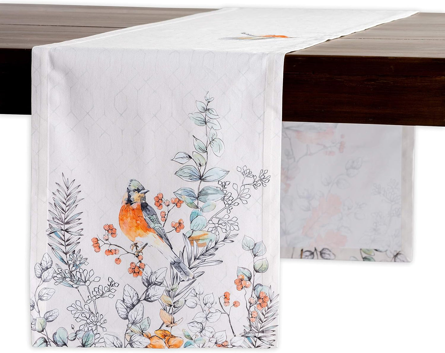 Maison d' Hermine Table Runner 100% Cotton Single Layer Table Runners 60 inches Long for Thanksgiving Christmas Decorations Home Kitchen Dining Party Wedding (Whitish Shabby Chique, 14.5" x 60")