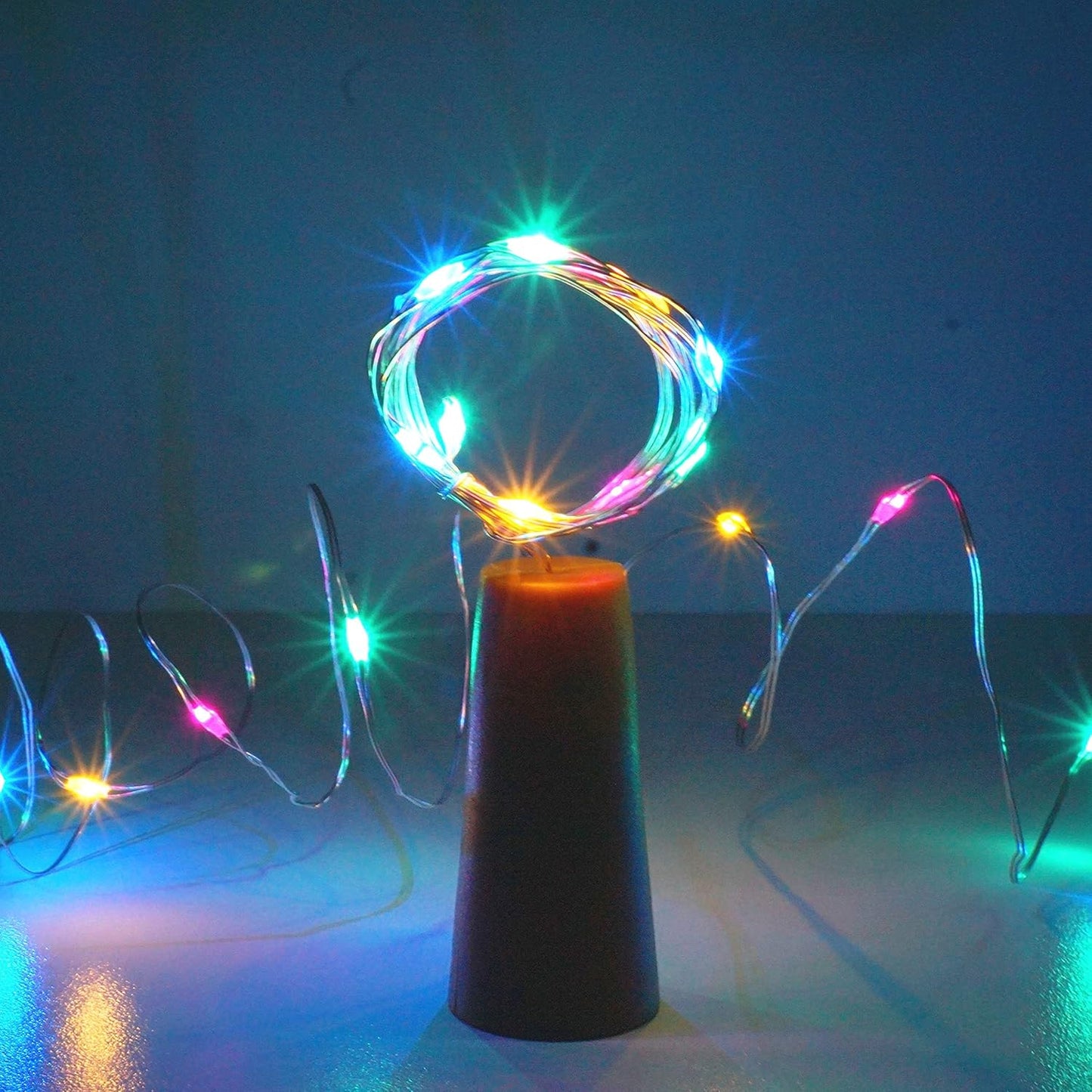 20 LED Wine Bottle Lights with Cork, 15 Pack Battery Operated Cork Shape Fairy Light Waterproof Mini Copper Silver Wire String Lights for Party, Wedding, Christmas, Bedroom Decor (Multicolor)