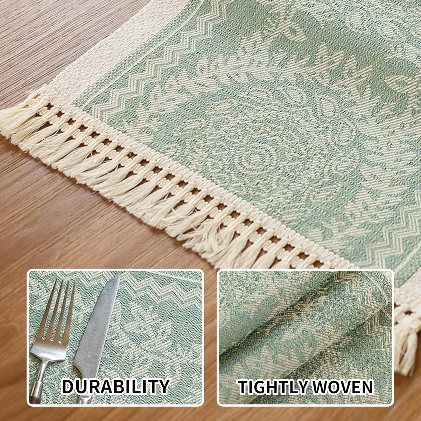 Placemats Set of 4,Waterproof Placemat with Tassel Fringe,Boho Placemats for Coffee Table Western Restaurant