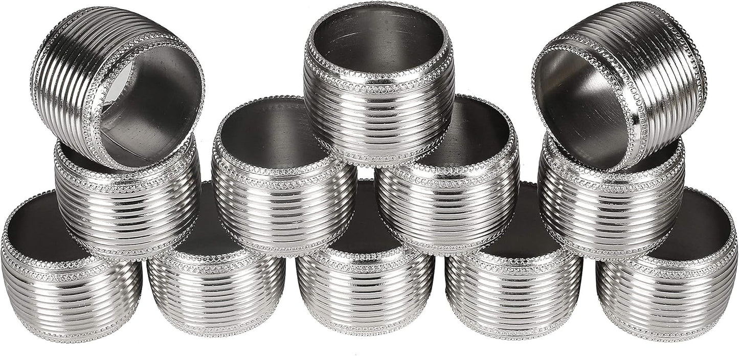 Silver Napkin Rings Set of 12 – Classic Metal Napkin Holders for Weddings, Dinner Parties, Family Gatherings, Holidays & Everyday Table Décor