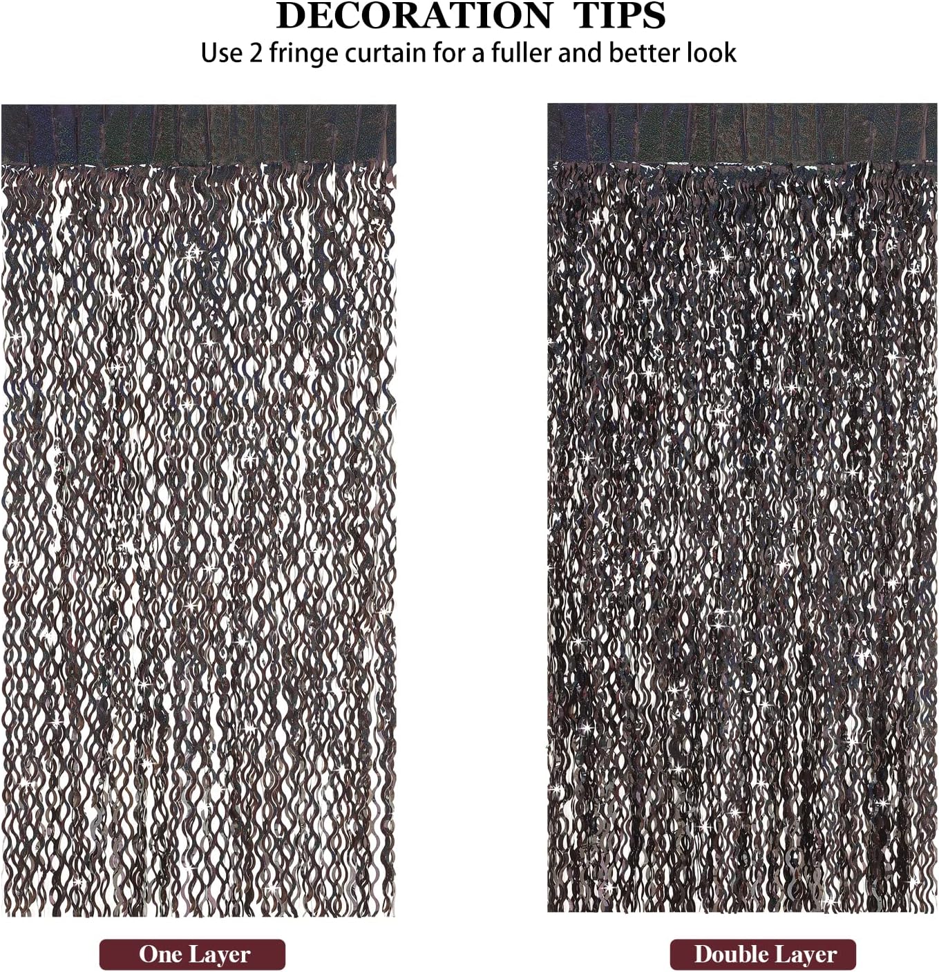 Black Foil Curtain Backdrop, CYLMFC 3 Pack 3.3 ft x 6.6 ft Sparkle Metallic Foil Curtains for Photo Booth Props Decoration,Graduation,Fiesta,Halloween Party Decor