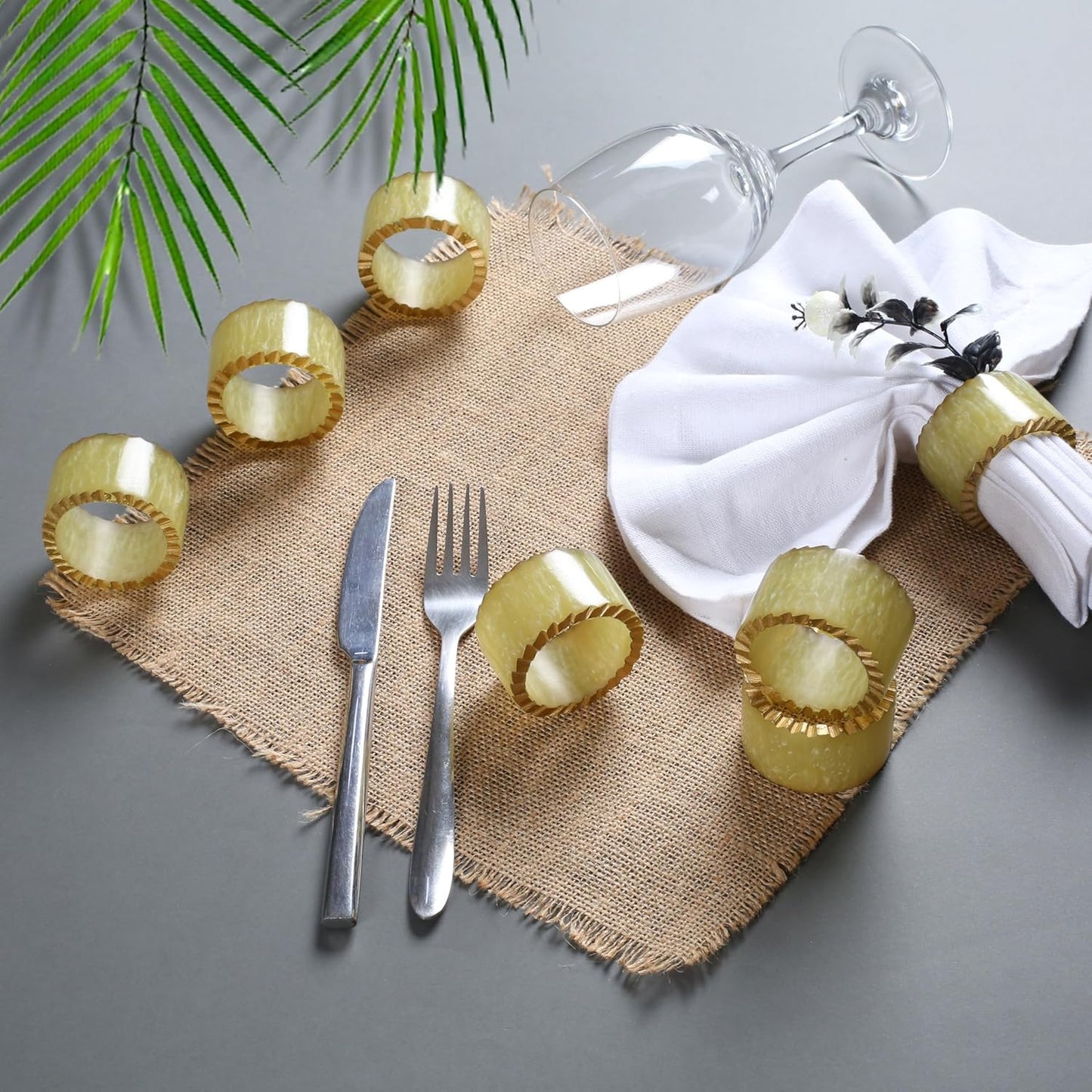 Epoxy Resin Napkin Rings Set of 12 - Handmade Dining Napkin Holder Classic, Everyday, Thanksgiving, Holiday, Christmas, Festive, Party, Gift, Farmhouse Décor (Green) - CLEENTABLE