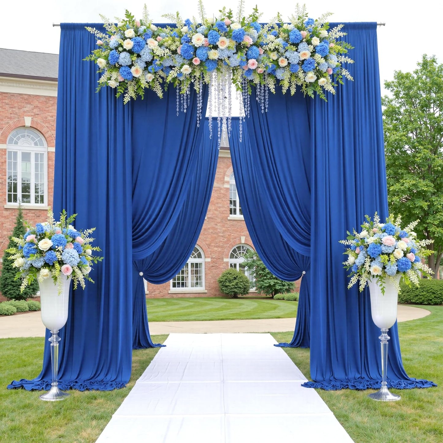 50ftx12ft Wrinkle Free Royal Blue Backdrop Curtain, 10 Panels 12FT Height Royal Blue Wedding Backdrop Drapes, Silky Polyester Back Drop Cloth for Birthday Photography Background Party Backdrop Draping