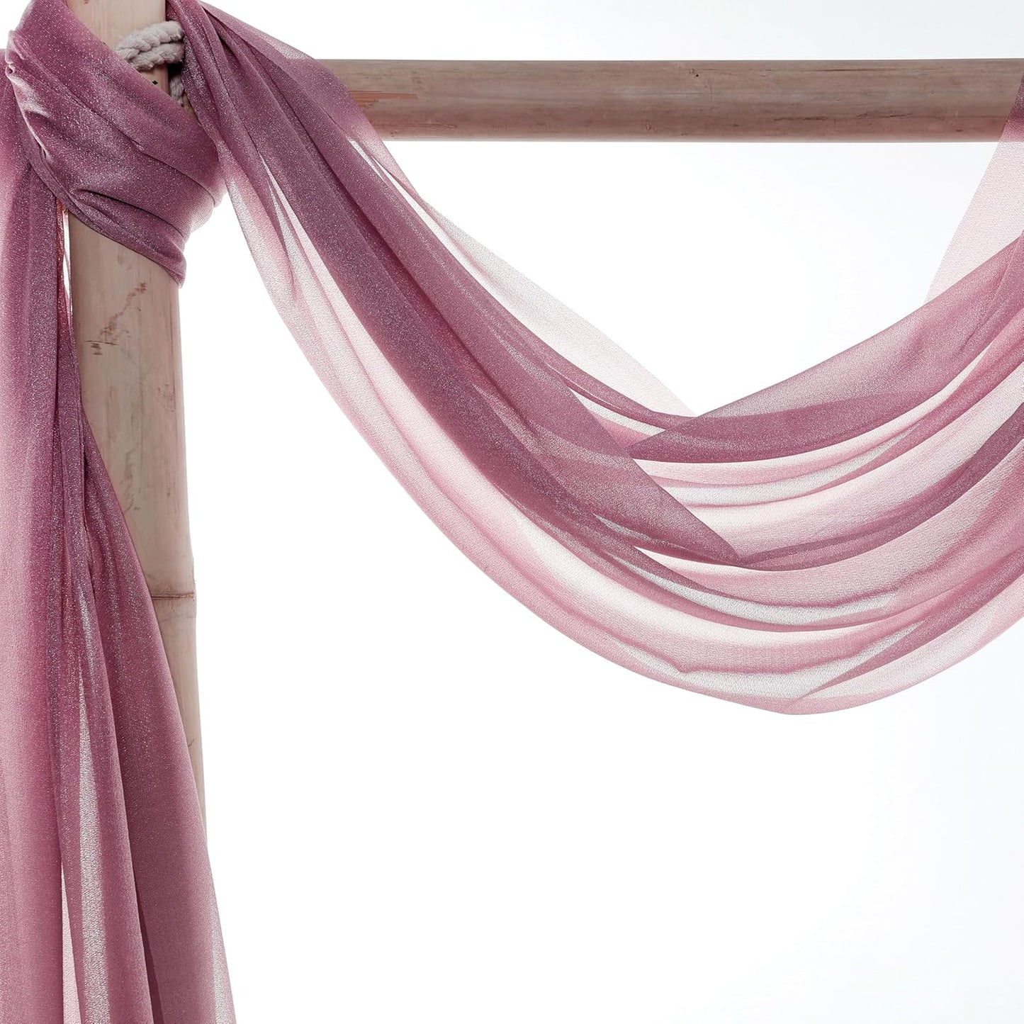 VDS Pack of 1 Panel (30 Inch X 30 Feet) Wedding Arch Draping Fabric Sheer Chiffon Fabric Drapery for Wedding Ceremony Reception Swag Backdrop Canopy Chuppah ARBO Altars Decoration (Mauva)