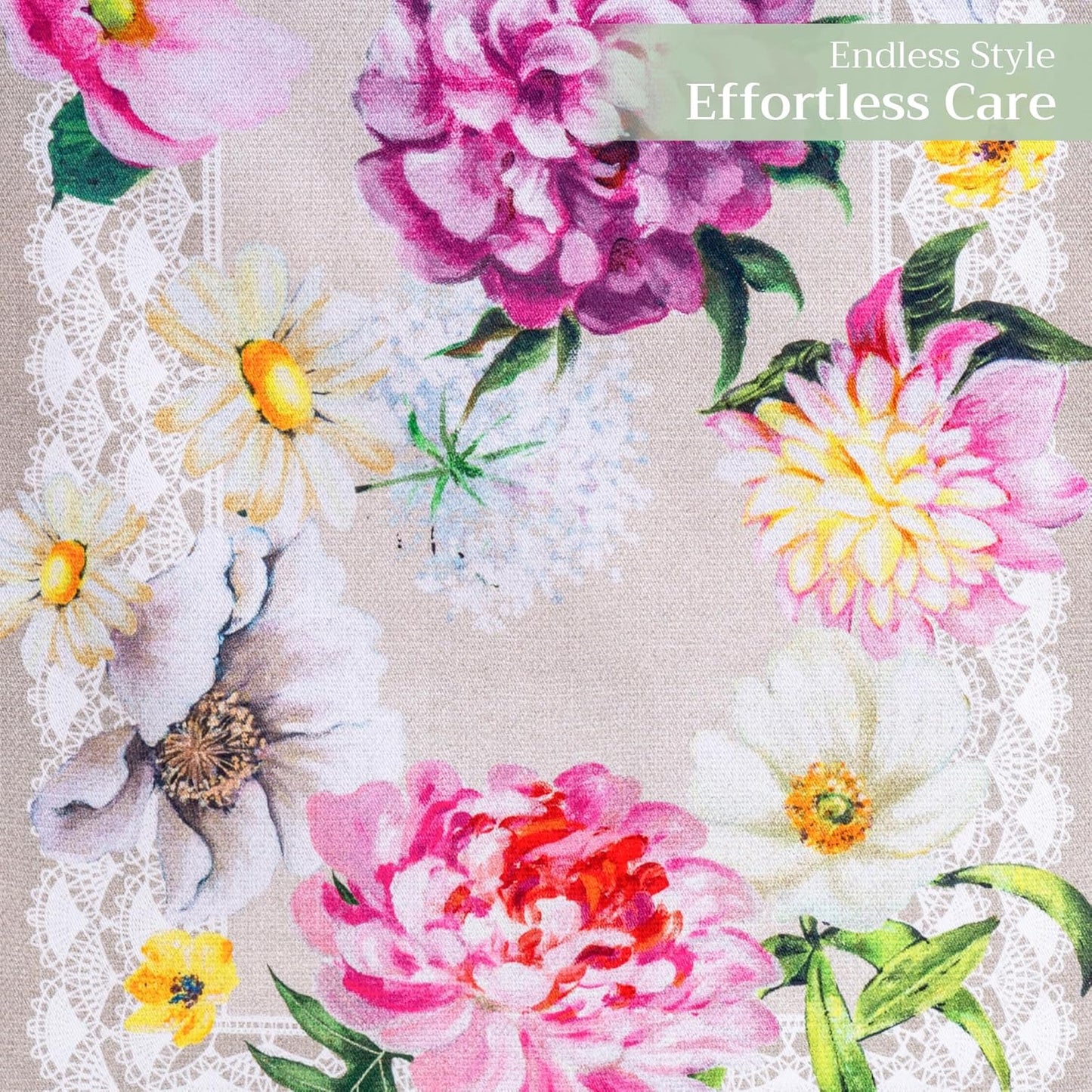 Maison d' Hermine Table Runner 100% Cotton Single Layer Table Runners 72 inches Long Decorative for Home Kitchen Dining Party Baby Shower Wedding Bridal Shower Spring Summer (Pivoine, 14.50" x 72")