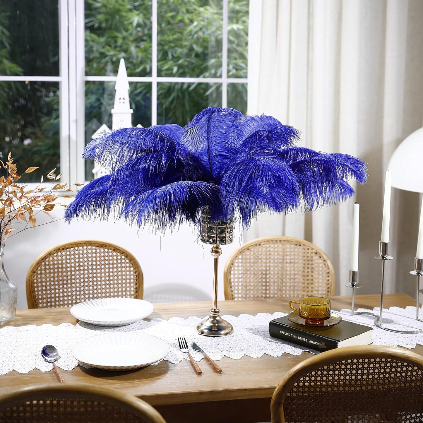 Larryhot Royal Blue Big Feathers - 10pcs 16-18 inch Feathers for Vase,Wedding Party Centerpieces and Home Decorations(Royal Blue)