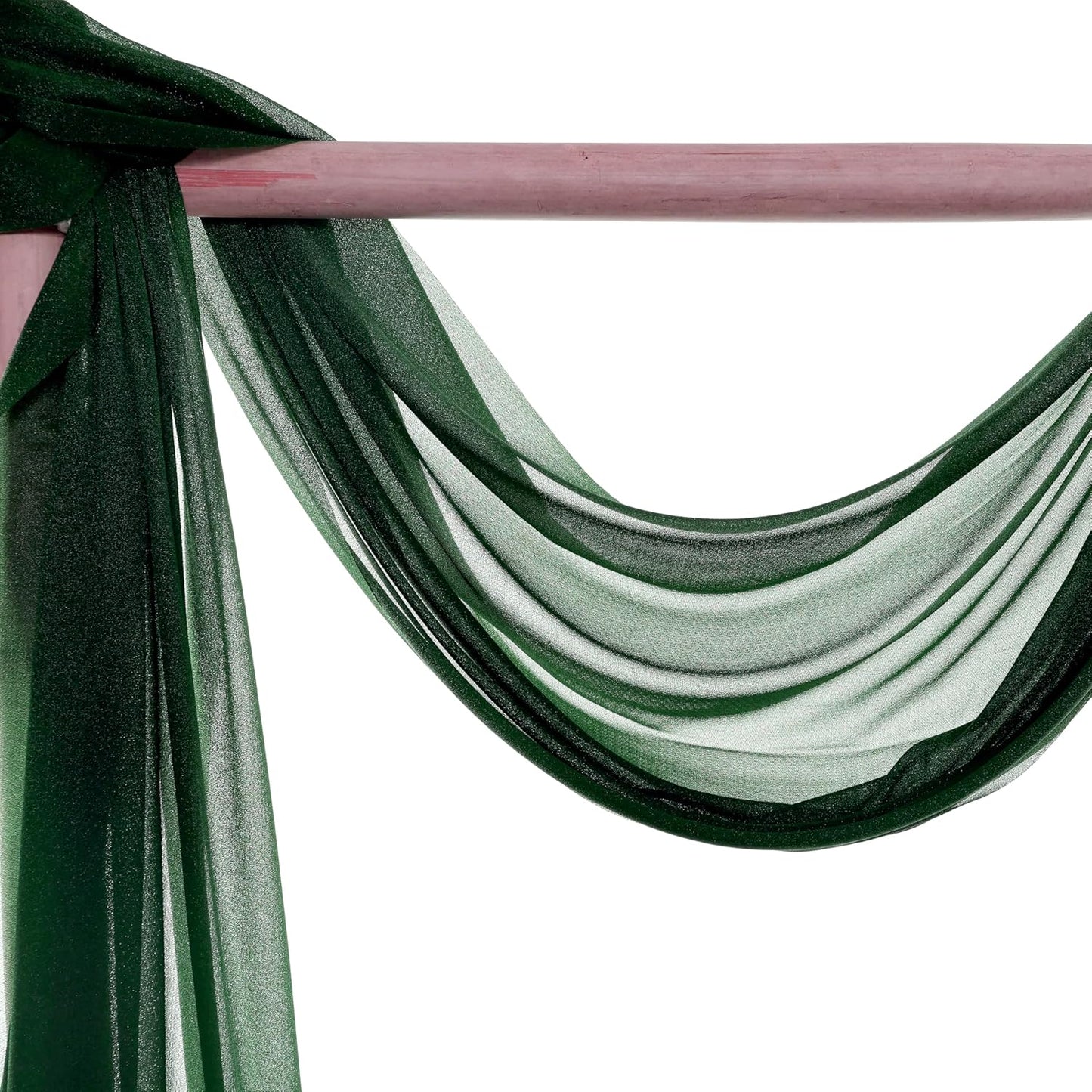 VDS Pack of 1 Panel (30 Inch X 40 Feet) Wedding Arch Draping Fabric Sheer Chiffon Fabric Drapery for Wedding Ceremony Reception Swag Backdrop Canopy Chuppah ARBO Altars Decoration (Hunter Green)