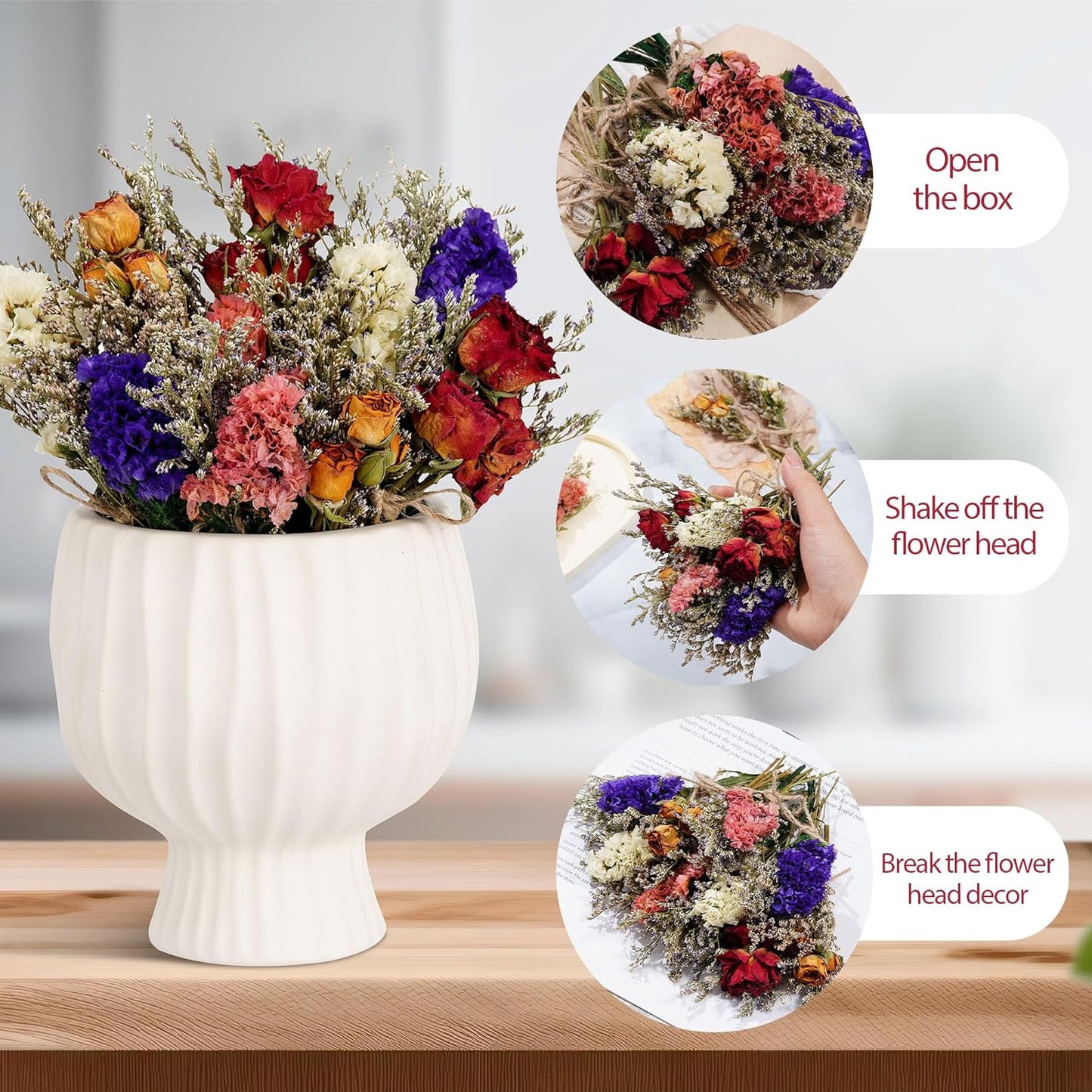 10/12/24 Pack Dried Flowers for Vase Various Mini Bouquet Dried Small Wildflowers Natural Real Flowers Bulk for Crafts DIY Wedding Decor (10, Classic Color1)