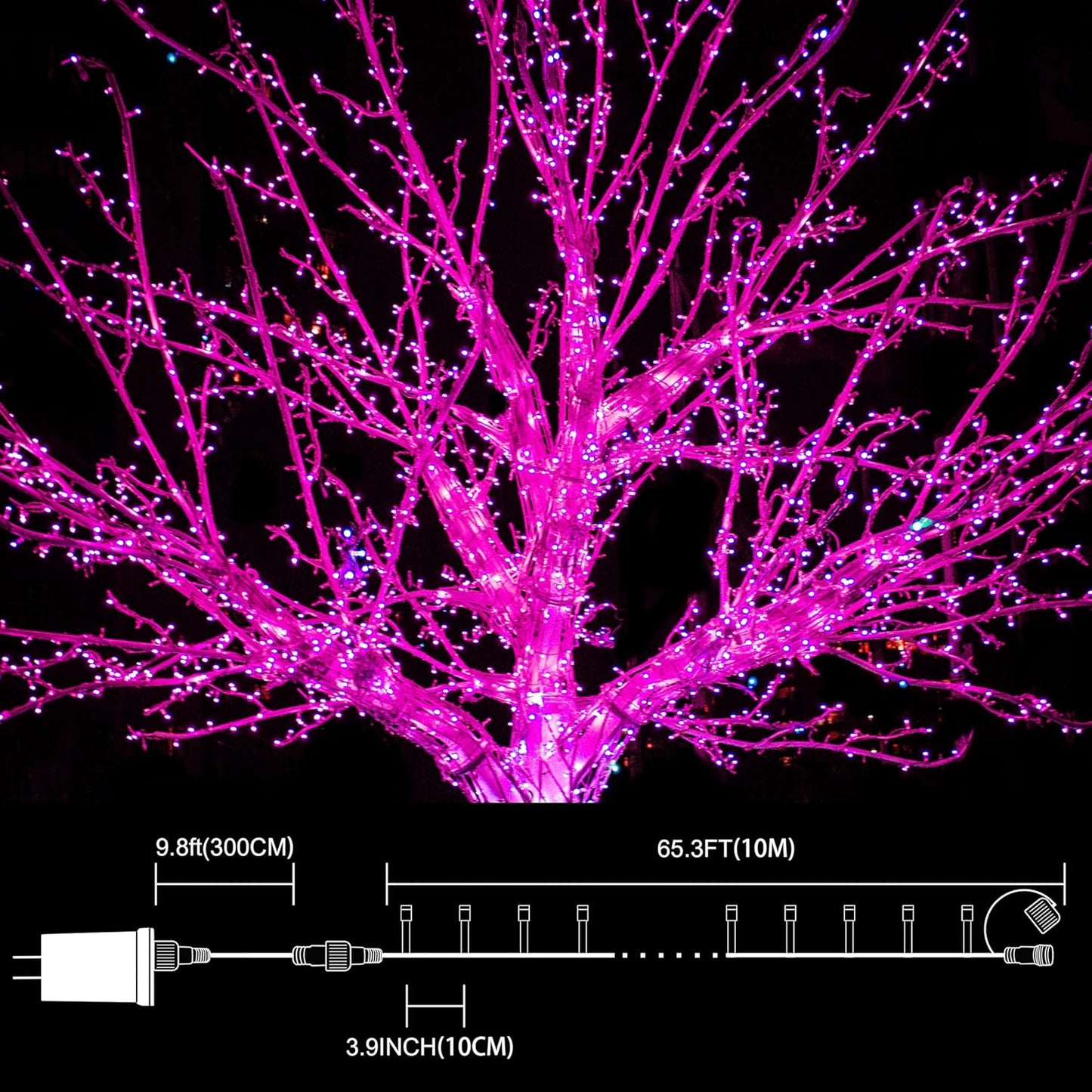 LAMPHOME 33ft Valentine's Day String Lights, Christmas Decorative Mini Lights, 100 LED Pink Fairy Starry String Lights Plug in, 11 Lighting Modes for Valentines Day Tree Decorations (Pink)
