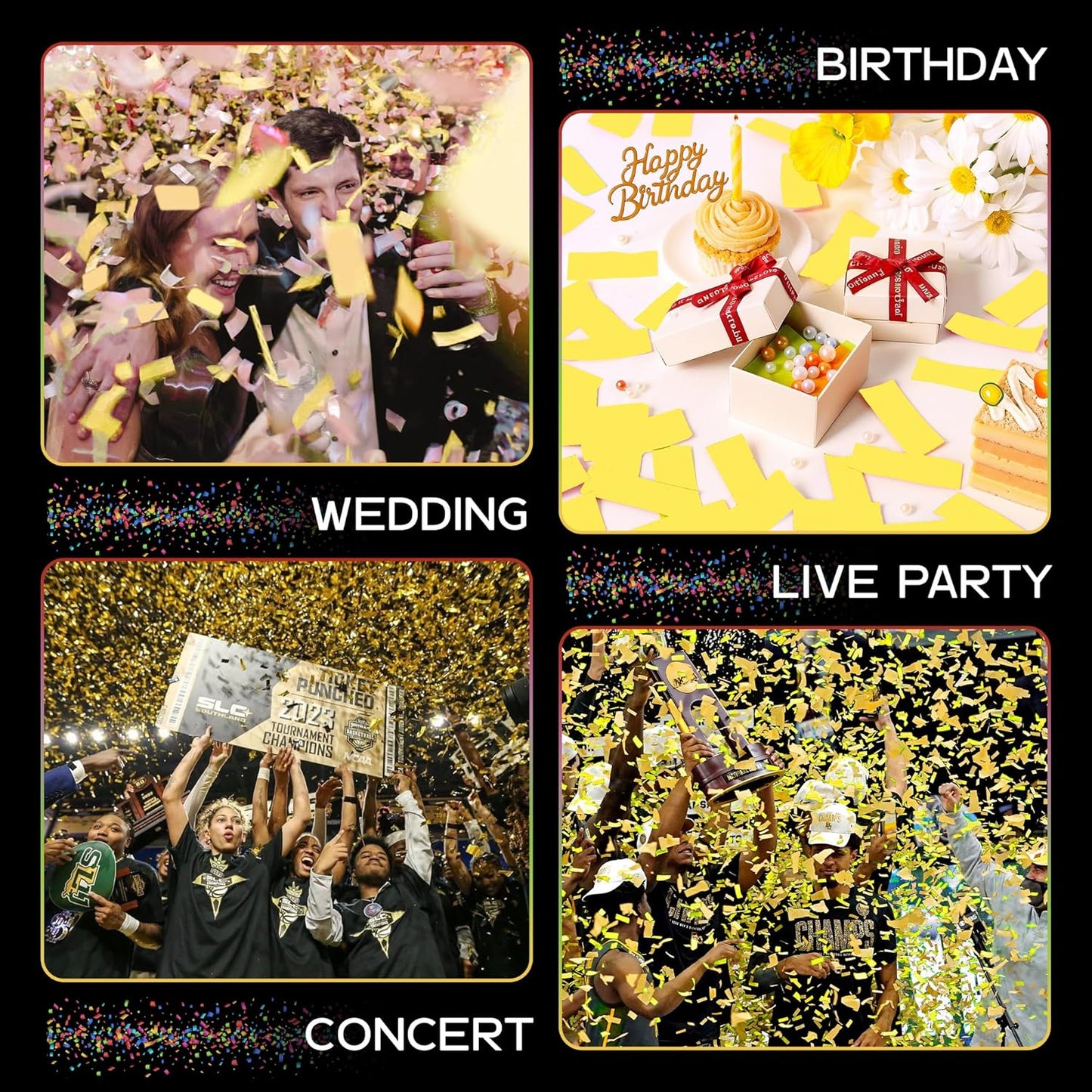 Yellow Biodegradable Confetti - Rectangular Fluttering Tissue Paper Confetti for Cannon and Launcher use – Best for Gender Reveal, Parties, Concerts and Weddings - 20 lb, 320 oz