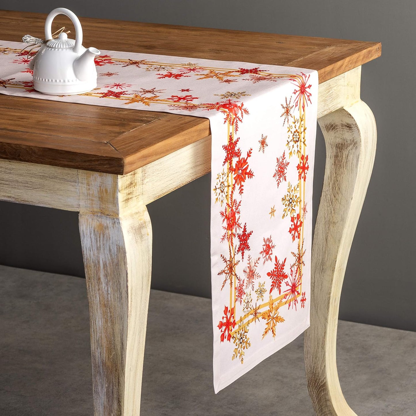 Maison d' Hermine Table Runner 100% Cotton Single Layer Table Runners 48 inches Long for Thanksgiving Christmas Decorations Home Kitchen Dining Party Wedding (Crystal Star, 14.5" x 48")