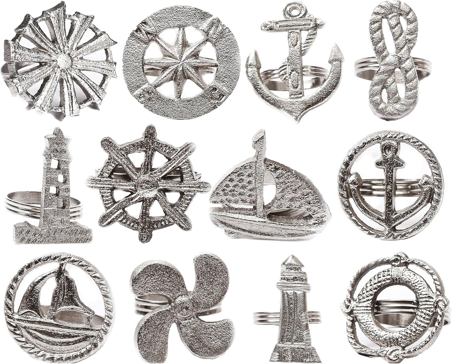 Elegant Napkin Rings Set of 12 - Crafted Lightweight with Antique Finish, Ideal Décor for Weddings, Family Gatherings, Formal Dinners, Banquets & Everyday Dining (Silver) - ALPHA Living HOME