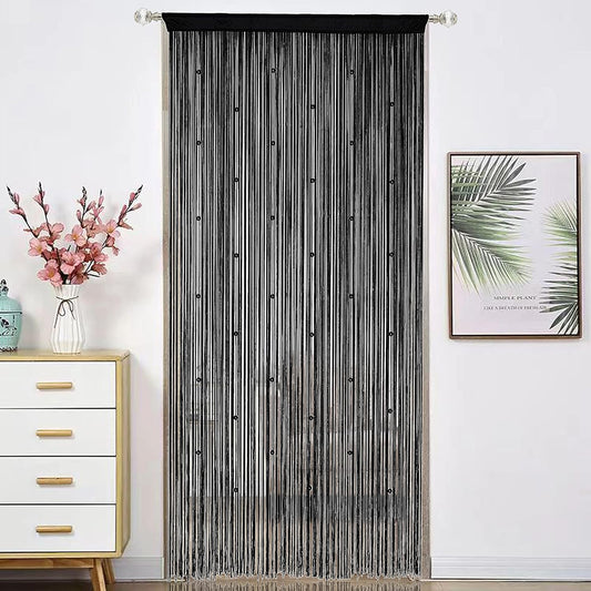 Beaded Curtain Beads Door String Curtains Ideal for Living Room Decor Wall Hanging Fringe Doorway Divider Bedroom Backdrop Hippie Window Closet Privacy Rod Pocket Dense (100x200cm,Black)
