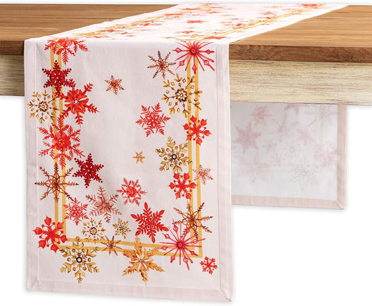 Maison d' Hermine Table Runner 100% Cotton Single Layer Table Runners 90 inches Long for Thanksgiving Christmas Decorations Home Kitchen Dining Party Wedding (Crystal Star, 14.5" x 90")