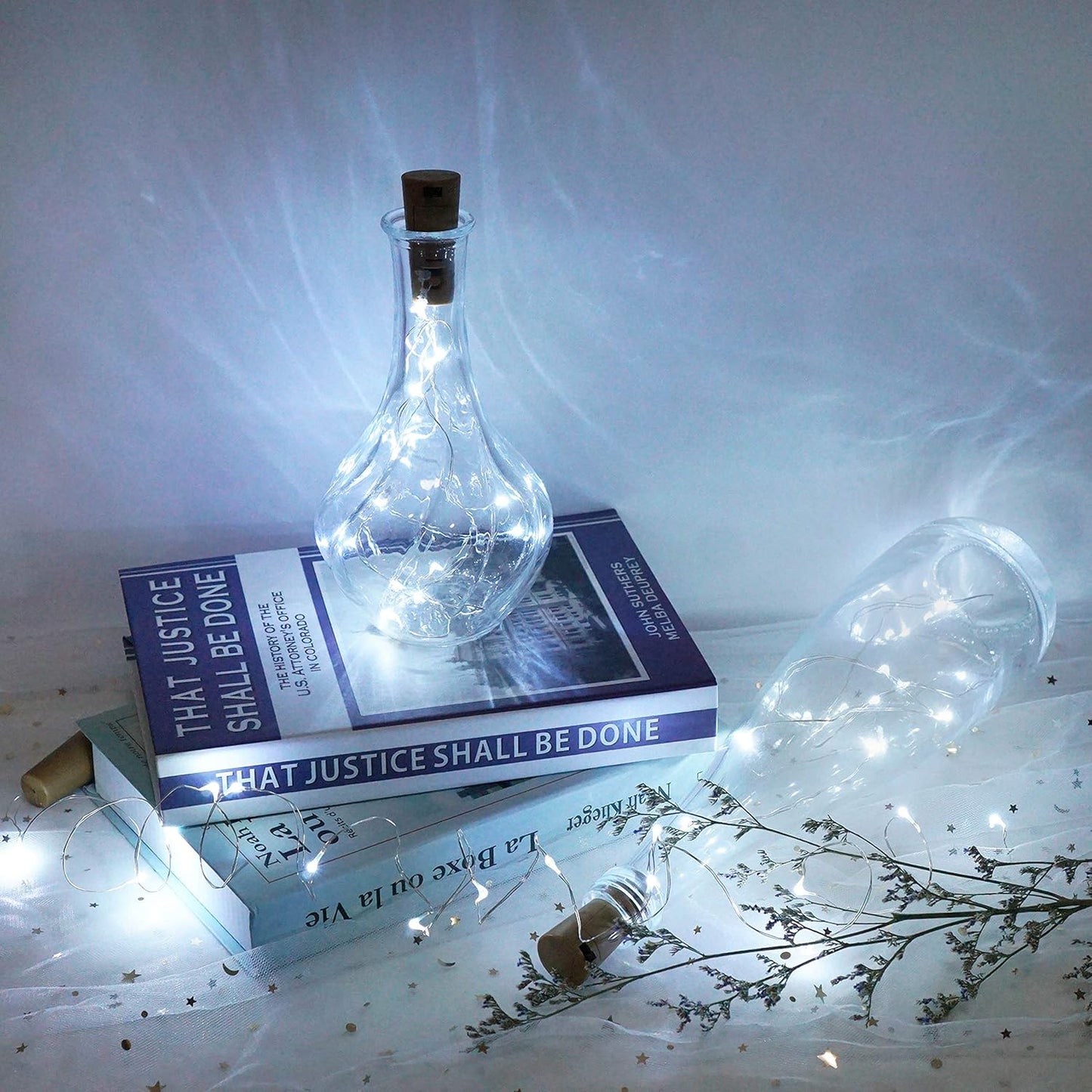 Wine Bottle Lights with Cork, 12 Pack Battery Operated 12 LED Cork Shape Silver Wire Colorful Fairy Mini String Lights(No Bottles) for DIY, Party, Christmas, Wedding Decor (Cool White)