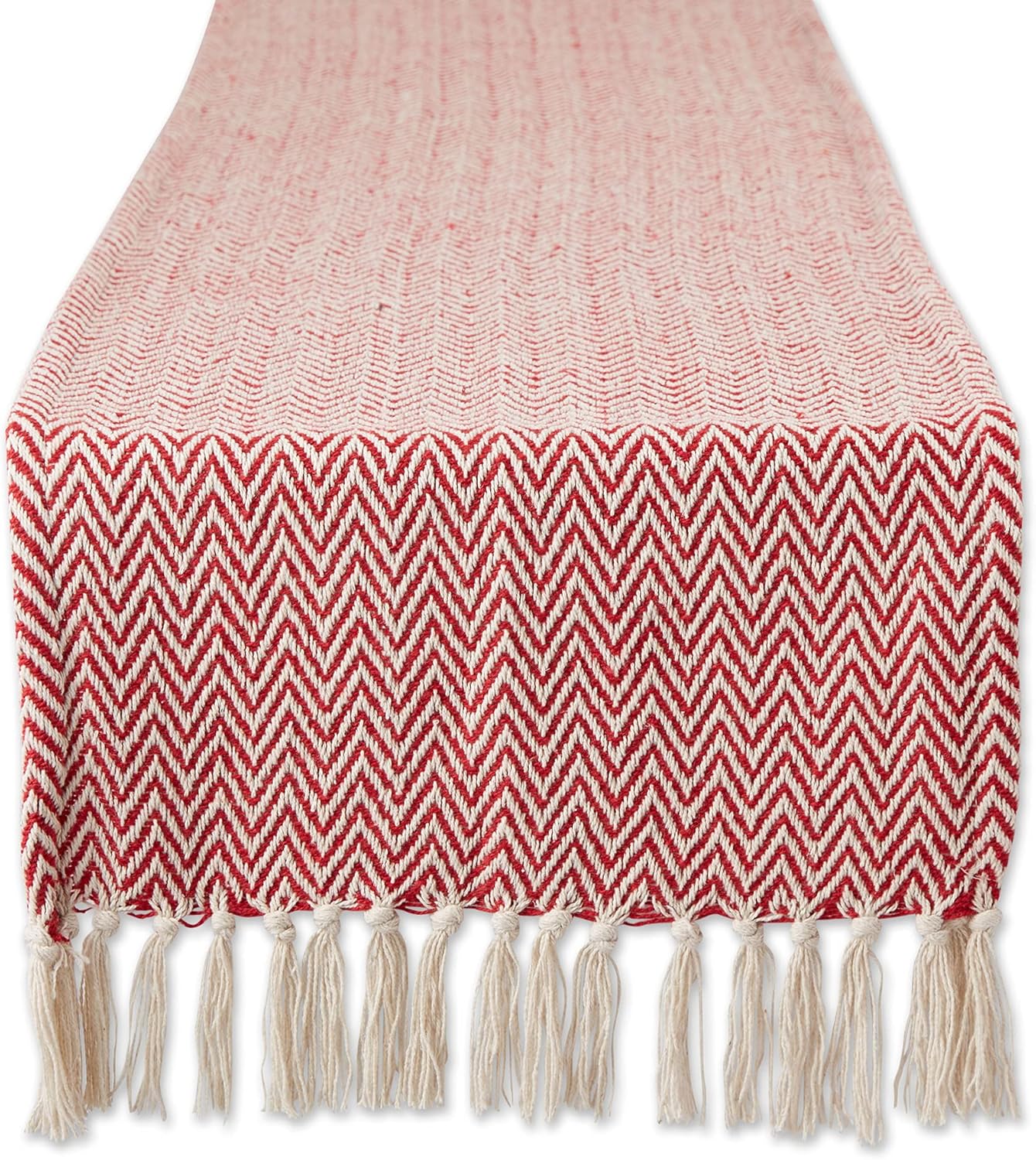 DII Woven Basic Tabletop Collection Chevron Table Runner, 15x72, Tango Red