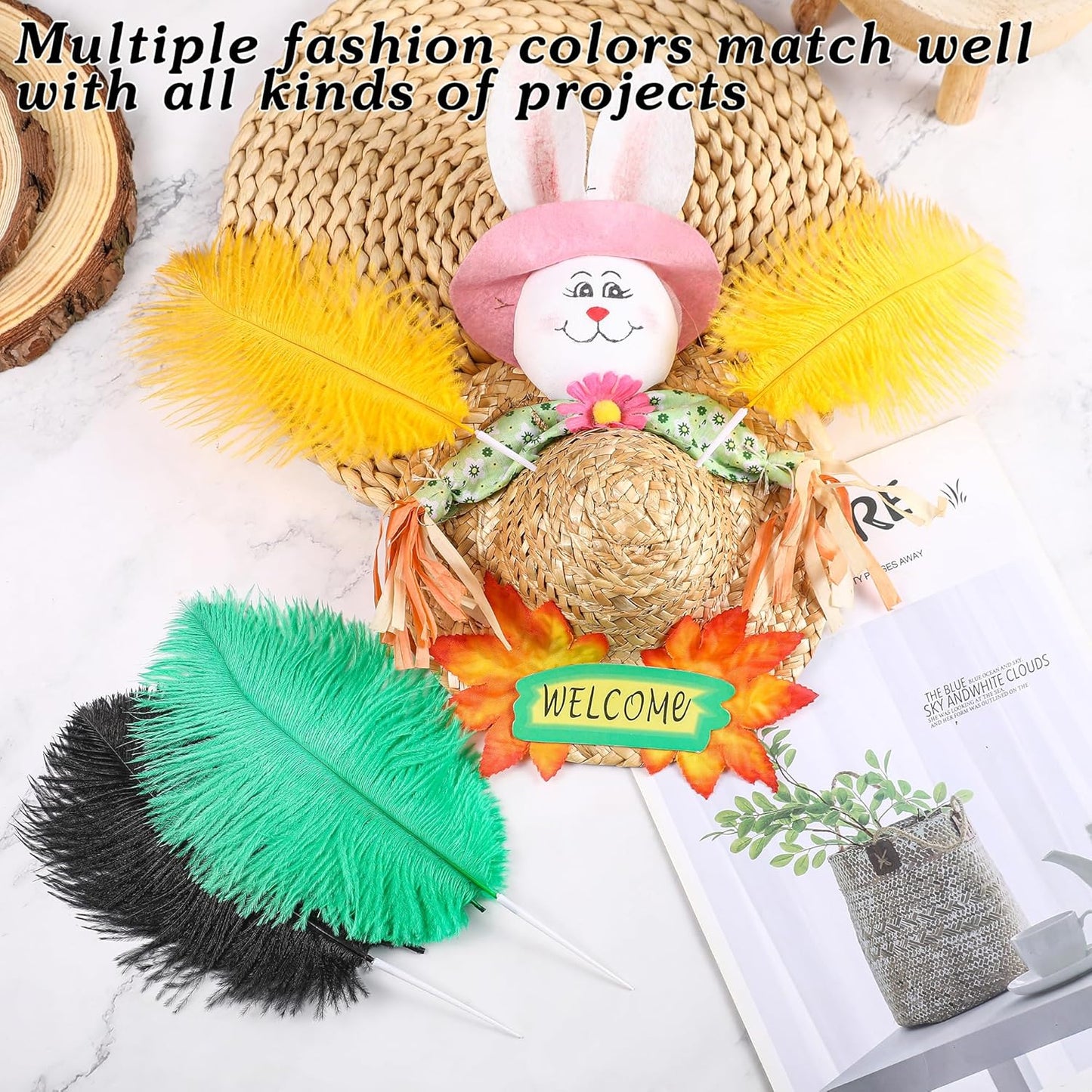 SOGUGOM Gold Craft Ostrich Feathers - 30PCS 8-10 inch Ostrich Feathers Kit for Centerpieces, Kindergarten Crafts, Dream Catchers and DIY Projects(Gold)