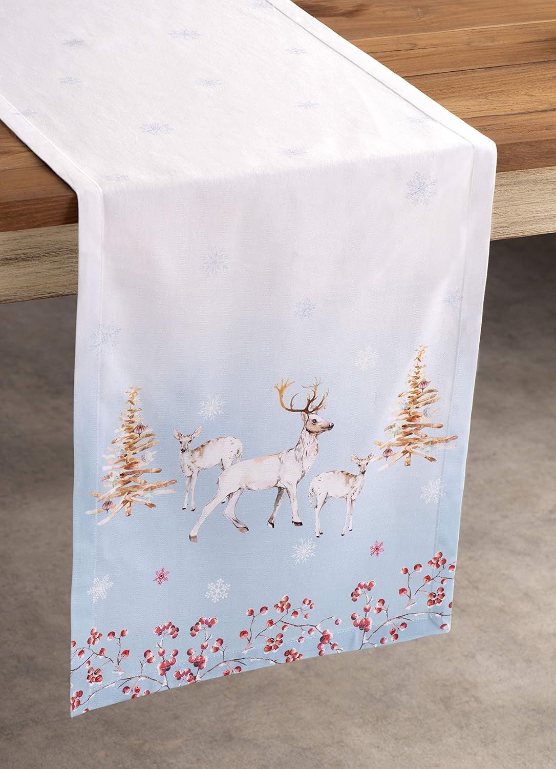 Maison d' Hermine Table Runner 100% Cotton Single Layer Table Runners 90 inches Long for Thanksgiving Christmas Decorations Home Kitchen Dining Party Wedding (Fairy Tale Forest, 14.5" x 90")