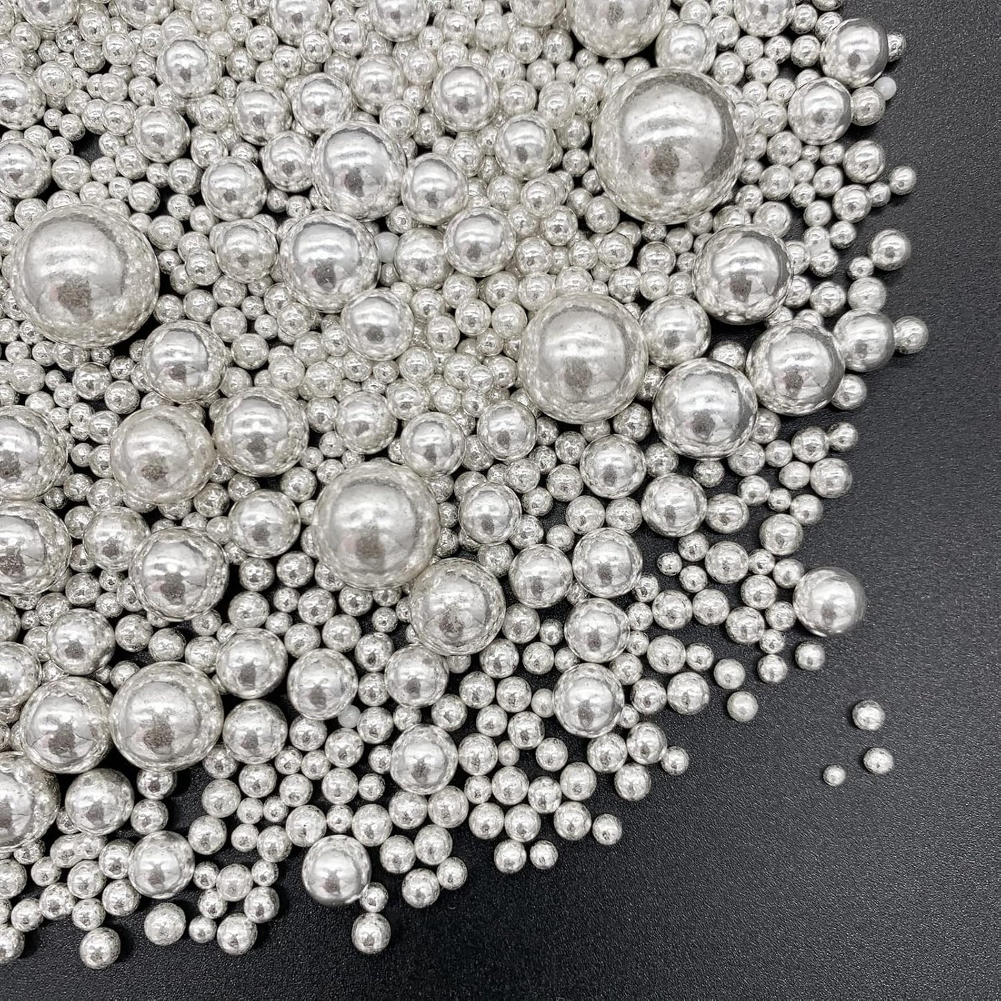 Weraru Edible Silver Pearl Sugar Sprinkles Candy Mixing Size Baking Edible Cake Decorations Cupcake Toppers Cookie Decorating Celebrations Wedding Shower Party Chirstmas Supplies 120g/ 4.2oz