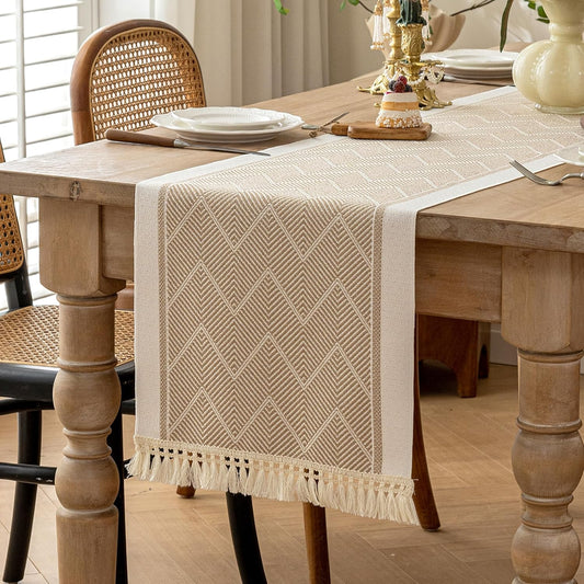 Table Runners 63 Inches,Waterproof Boho Table Runner with Tassel Fringe,Table Runner for Party Coffee Table