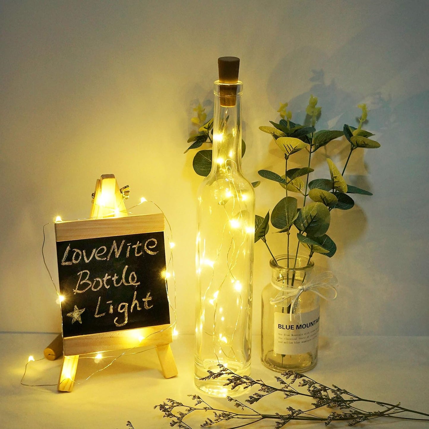 Wine Bottle Lights with Cork, 12 Pack Battery Operated 12 LED Cork Shape Silver Wire Colorful Fairy Mini String Lights for DIY, Party, Christmas, Halloween,Wedding Decor (Warm White)