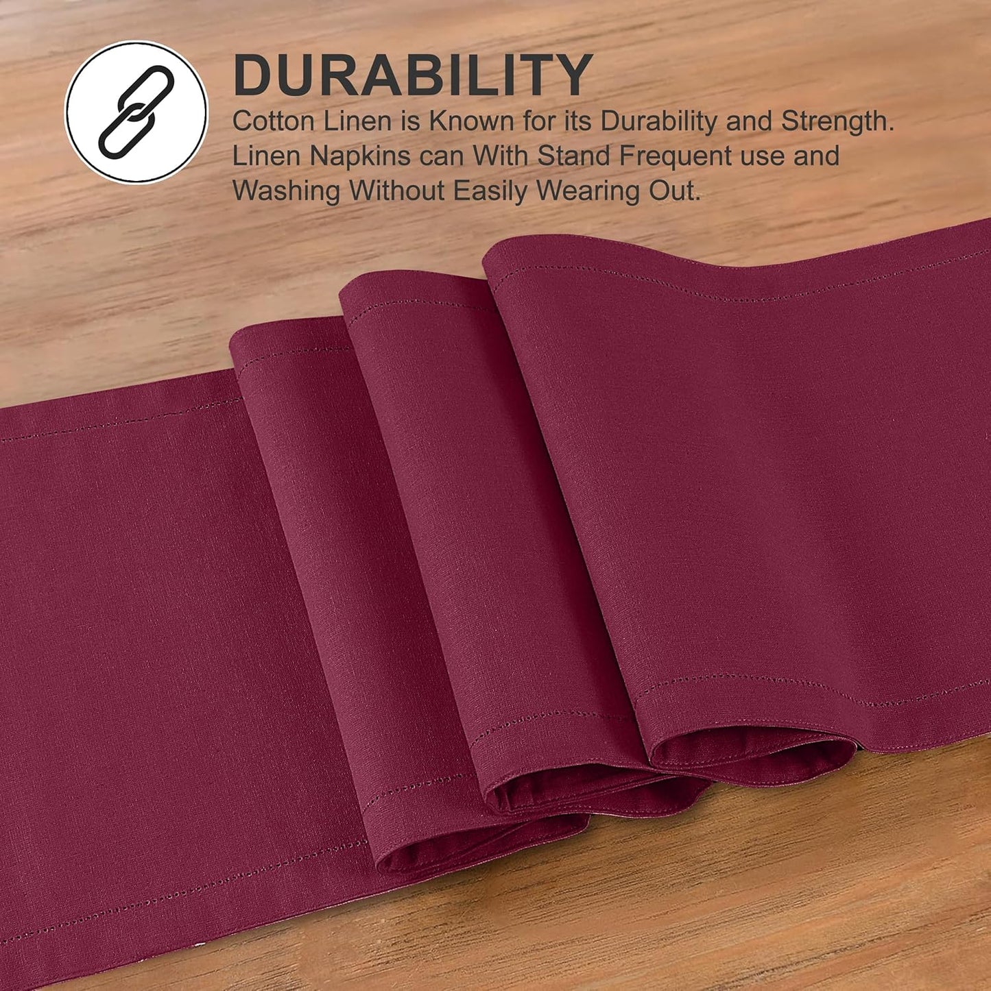 Ruvanti Linen Table Runner 108 Inches, Classic Hemstitch, Washable, Reusable, Non-Slipping, Stain Resistant- Perfect for Parties, Weddings, Dinners, Thanksgiving, Christmas, Indoor use – Burgundy