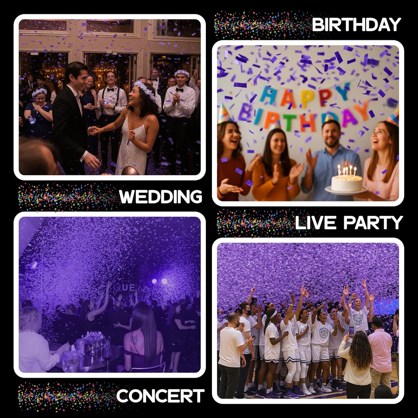 Purple Biodegradable Confetti - Rectangular Fluttering Tissue Paper Confetti for Cannon and Launcher use – Best for Gender Reveal, Parties, Concerts and Weddings - 20 lb, 320 oz