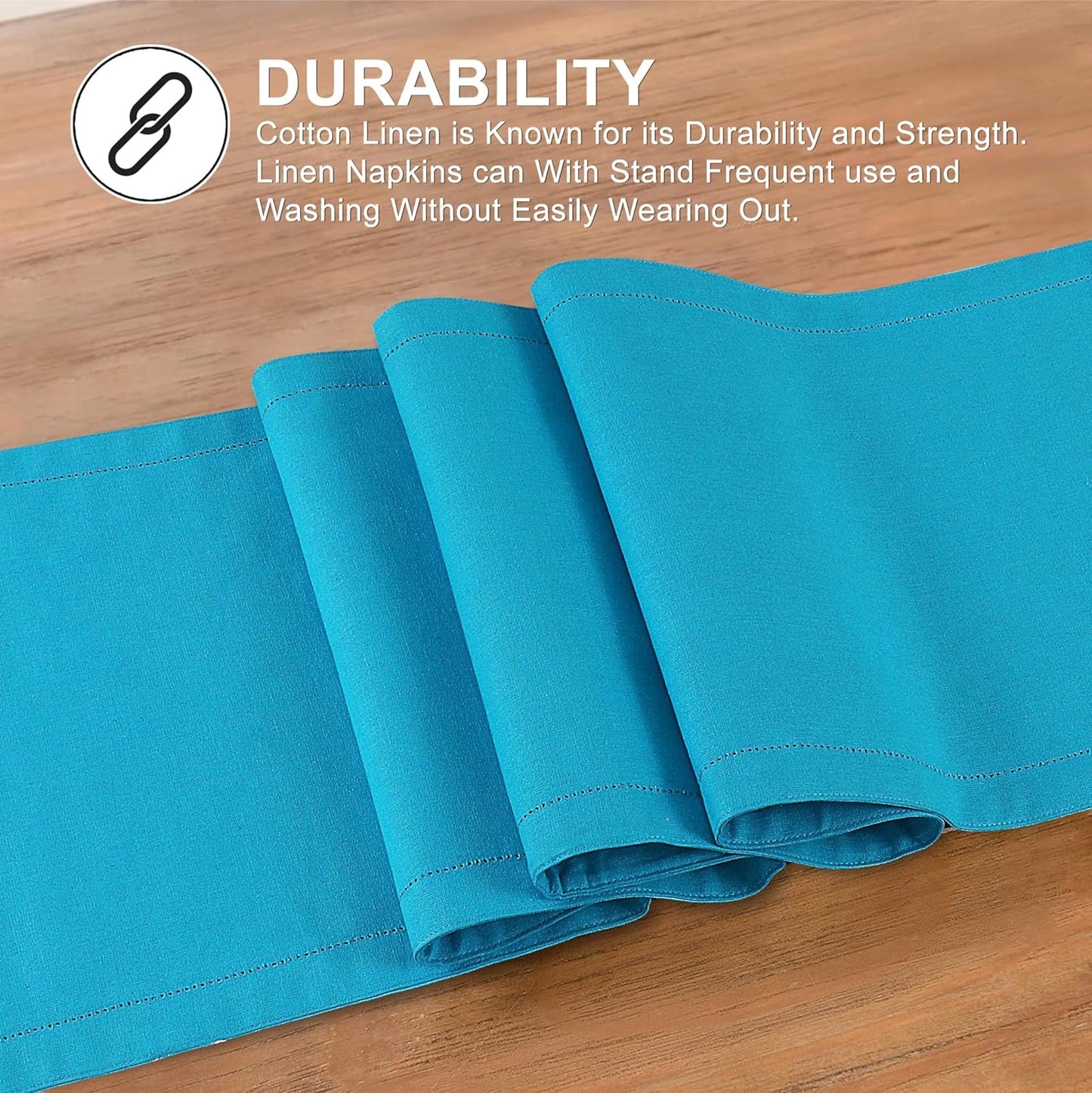 Ruvanti Linen Table Runner 90 Inches, Classic Hemstitch, Washable, Reusable, Non-Slipping, Stain Resistant- Perfect for Parties, Weddings, Dinners, Thanksgiving, Christmas, Indoor use – Blue