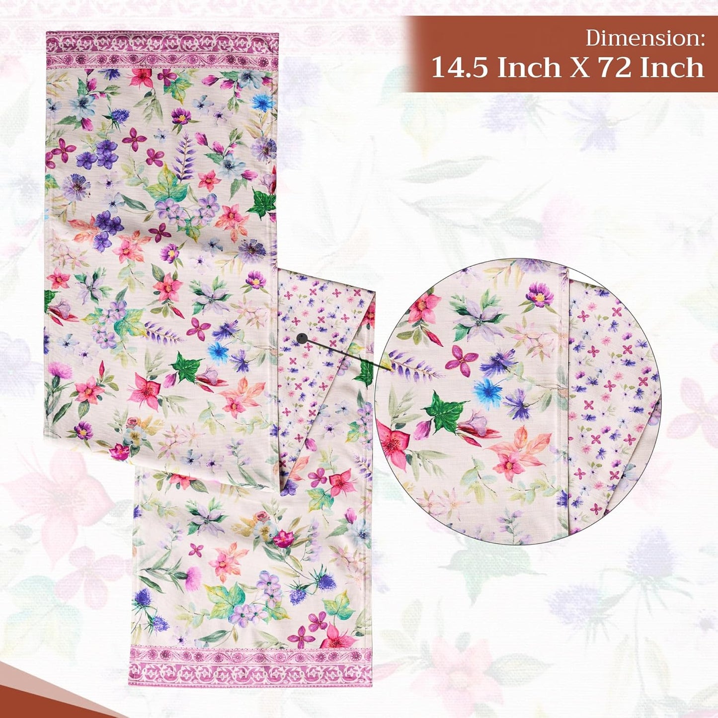 Maison d' Hermine Table Runner 100% Cotton Double Layer Table Runners 72 inches Long Decorative for Home Kitchen Dining Party Baby Shower Wedding Bridal Shower Spring Summer (Chardon, 14.50" x 72")