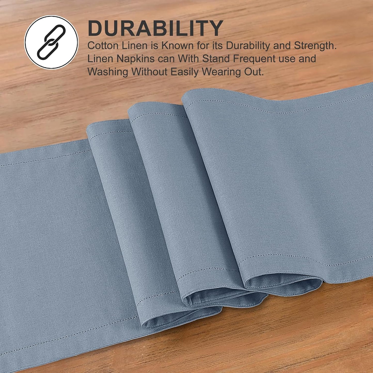Ruvanti Linen Table Runner 48 Inches, Classic Hemstitch, Washable, Reusable, Non-Slipping, Stain Resistant- Perfect for Parties, Weddings, Dinners, Thanksgiving, Christmas, Indoor use – Grey