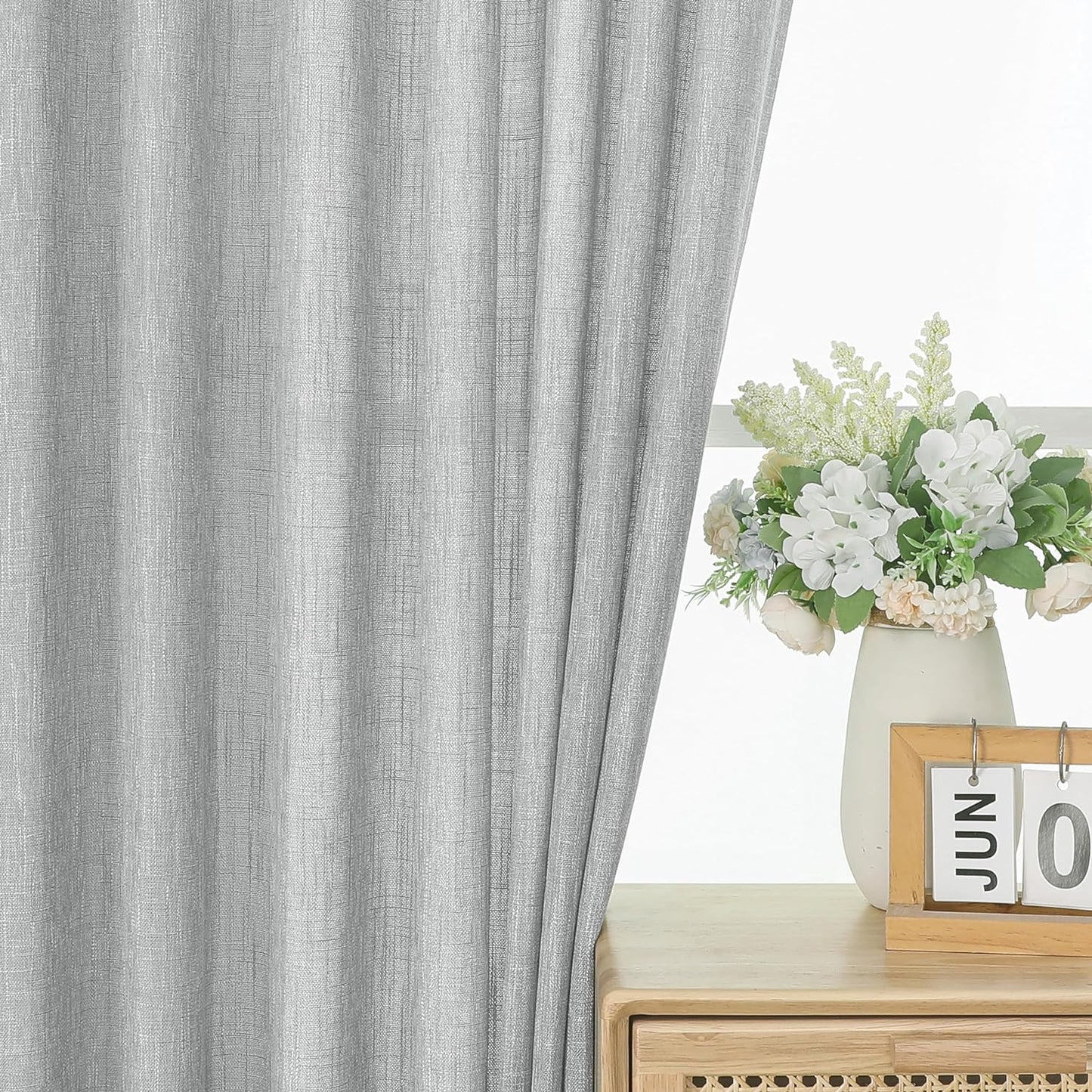 Vision Home Gray Pinch Pleated Semi Sheer Curtains Textured Light Filtering Window Curtains 63 inches for Living Room Bedroom Silver Grey Pinch Pleat Drapes with Hooks Back Tabs 2 Panels 40" Wx63 L