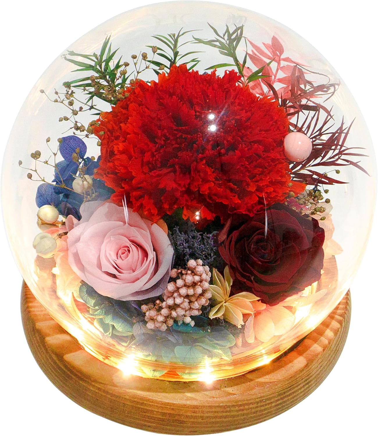 Valley of Rain & Forest Long-Lasting Real Flowers, Unique Floral Gift For you to send Love for All Occasions, for Indoor Decoration (Red Carnation, Pink Rose, Wine-Red Rose)