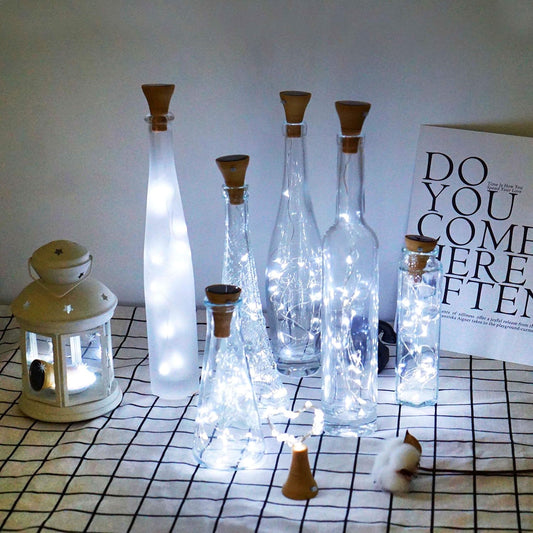 Decorman Upgraded 10 Pack Solar Wine Bottle Lights 20 LEDs Waterproof Silver Wire Cork Lights for Party, Wedding, Christmas, Holiday, Outdoor, Garden, Patio, Pathway Decor
