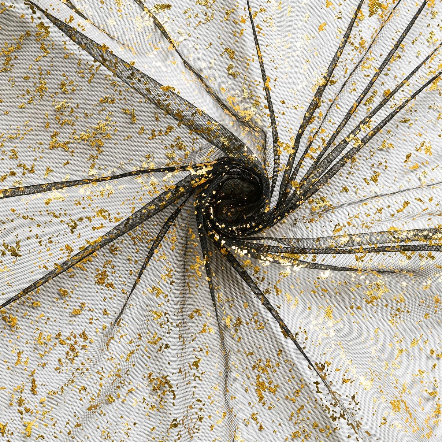 Artoid Mode 6Pcs Black Gold Gauze Table Runner 120 Inch 10FT, Glitter Metallic Foil Sheer Dining Wedding Anniversary Holiday Birthday Table Decor for Home Party