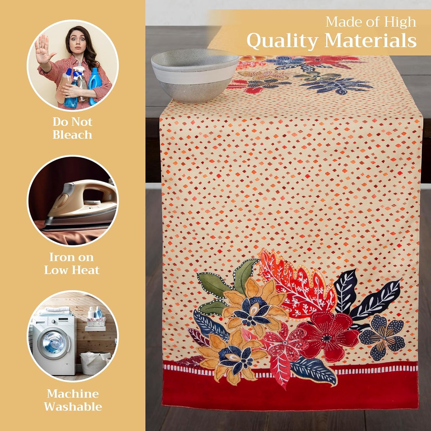 Maison d' Hermine Table Runner 100% Cotton Single Layer Table Runners 108 inches Long for Thanksgiving Christmas Decorations Home Kitchen Dining Party Wedding (Kalahari, 14.5" x 108")