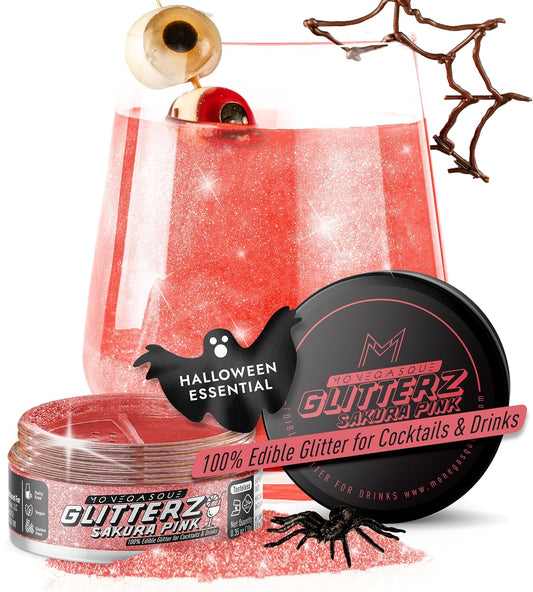 MONÉGASQUE Sakura Pink Edible Glitter for Drinks 10g – Pink Edible Glitter for Cakes & Cocktails – Halloween Drink Shimmer Powder – Sparkles for Drinks – Food & Cake Decorations Spray Sprinkles