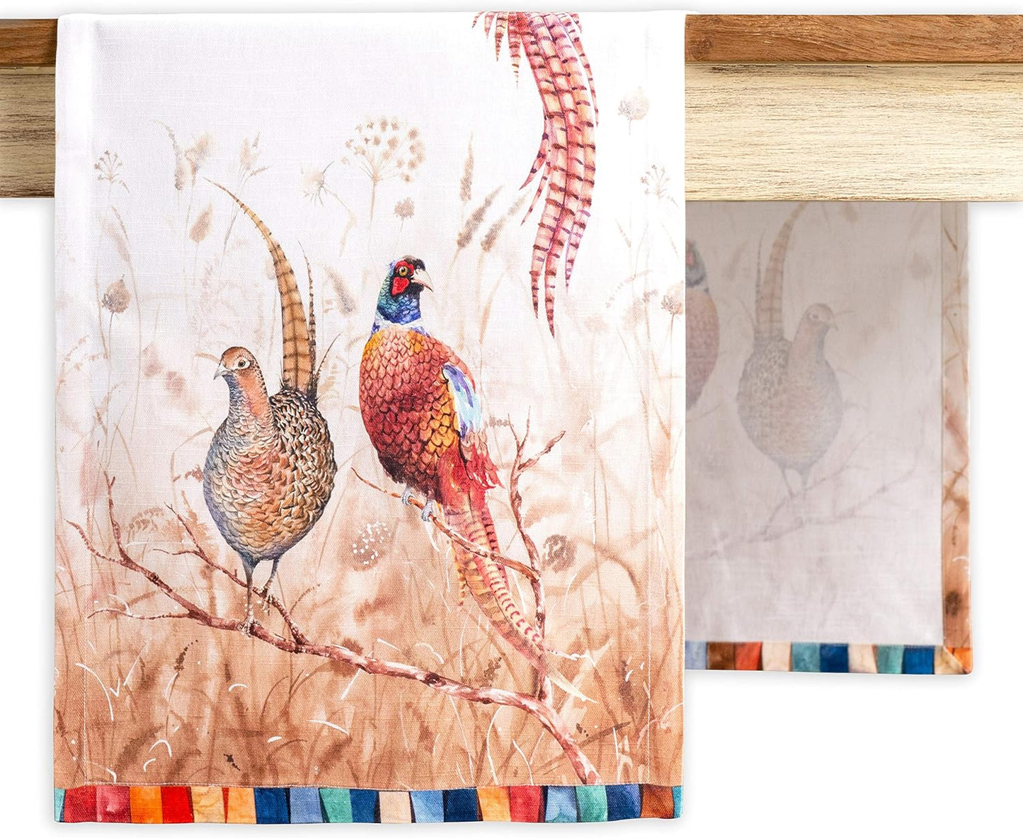 Maison d' Hermine Table Runner 100% Cotton Single Layer Table Runners 48 inches Long for Thanksgiving Christmas Decorations Home Kitchen Dining Party Wedding (Faisan D'Automne, 14.5" x 48")