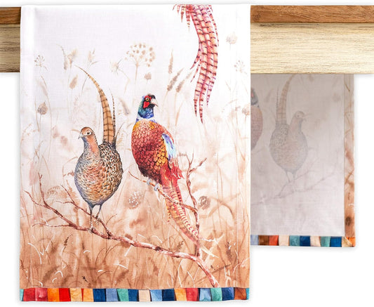 Maison d' Hermine Table Runner 100% Cotton Single Layer Table Runners 48 inches Long for Thanksgiving Christmas Decorations Home Kitchen Dining Party Wedding (Faisan D'Automne, 14.5" x 48")