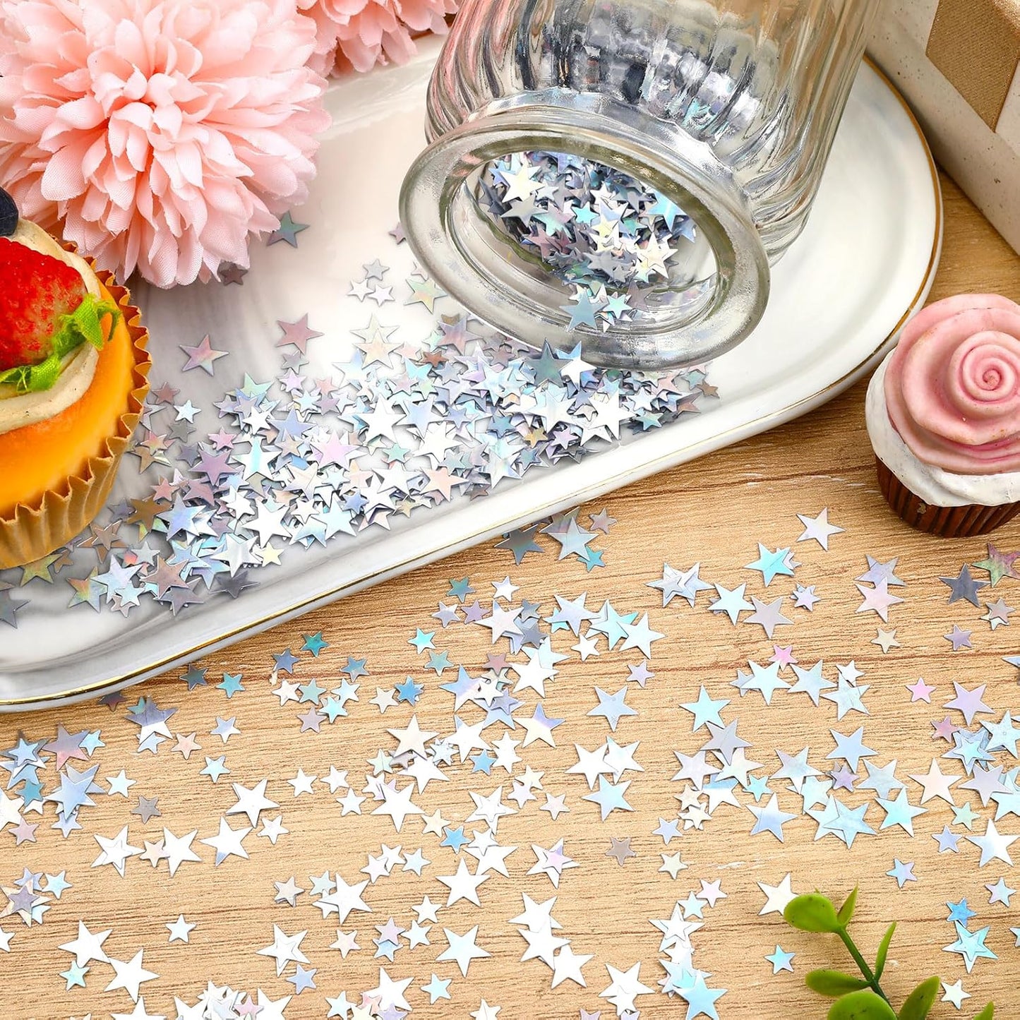 MARFOREVER Holographic Star Confetti, Glitter Star Confetti Birthday Star Scatter Table Iridescent Sequins Sprinkles Metallic Foil for Shower Wedding Christmas Party Decorations