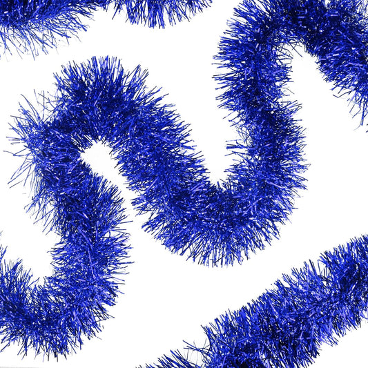 32.8 Ft Blue Christmas Tinsel Garland Metallic Shiny Tassle Banner Wall Hanging Tinsel Streamers Backdrop for Christmas Holiday Birthday Party Supplies Indoor Outdoor Ornaments Home Decor