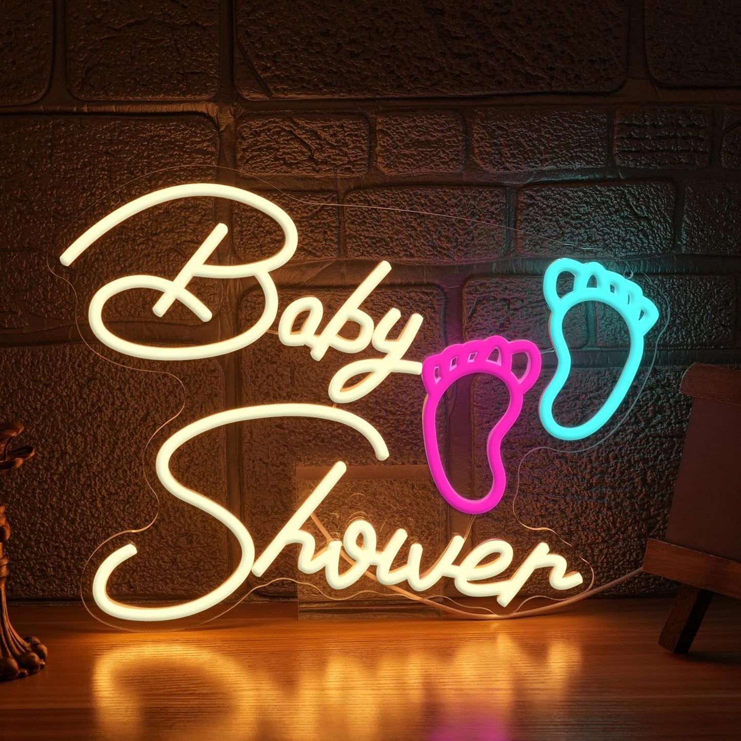 Baby Shower Neon Sign for Wall Decoration,Dimmable Oh Baby Neon Light for Gifts Bathroom Salon Children's Room Surname Shower Party(16.54 * 12.6In)