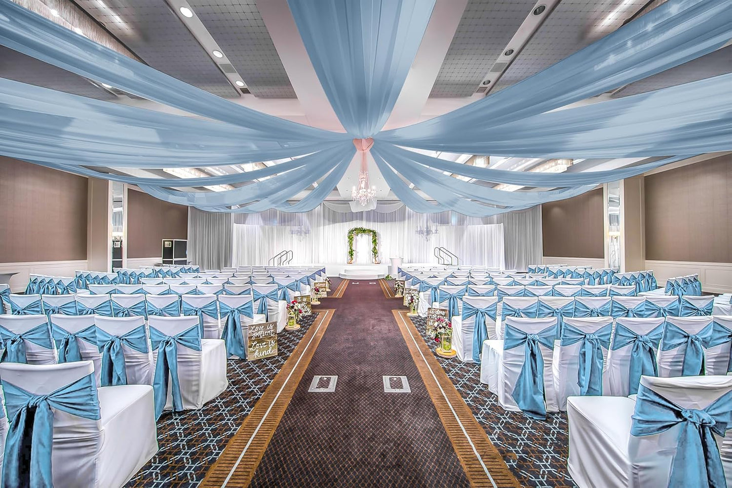 6 Panels Dusty Blue Ceiling Drapes for Wedding, 5ftx30ft Ceiling Drapes Cheesecloth Sheer Fabric Curtain Wedding Arch Draping Fabric Romantic Ceilings Decorations for Weddings Party Ceremony Stage
