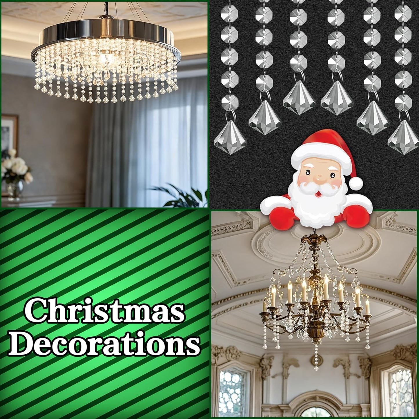 50 Pack Hanging Crystals - Clear Acrylic Prisms Pendant Ornaments for Christmas Tree, Centerpieces, Chandelier, Window & Home Decor, Ideal for Weddings, Parties Decorations (Diamond)