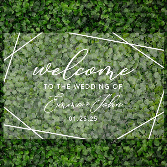 Andaz Press Custom Large Wedding Acrylic Sign, 16 x 24 Inches, Geometric Welcome, Personalized Sign, Welcome Sign For Modern Wedding Theme Wedding Decorations
