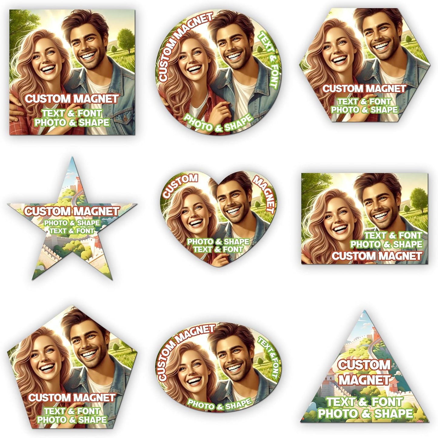 KETABAO – 16" Customized Pentagon Photo Magnets - Personalized Refrigerator and Car Magnets for Home and Office Decor